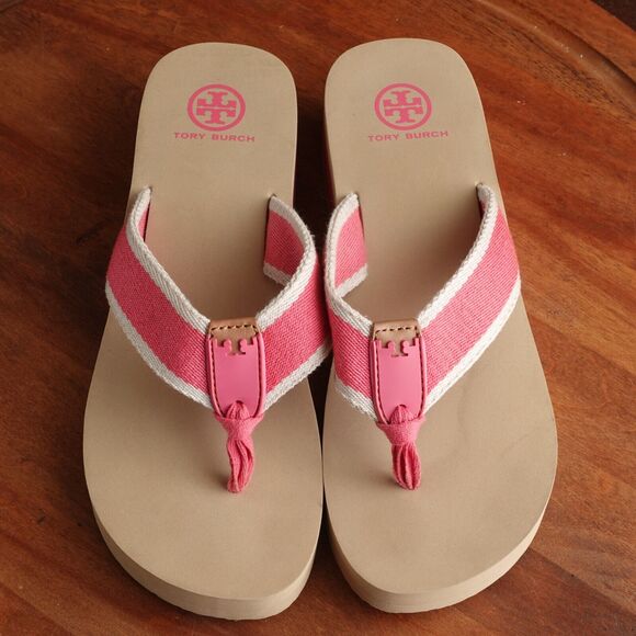 Tory Burch Pink and Tan Platform Sandals - Picture 8 of 12